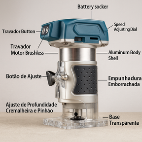 Tupia Manual Sem Fio S/ Bateria (Makita/Dewalt/Milwaukee)