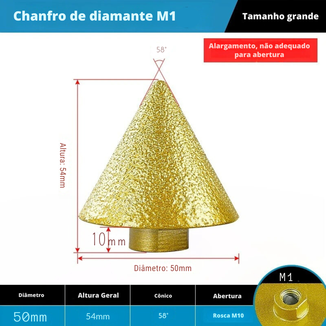 Fresa Diamantada Cônica Escareador